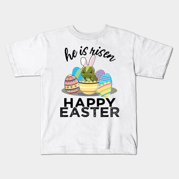 Cute Iguana Lizard Bunny Ears Easter Egg Hunt Risen Bible Kids T-Shirt by alltheprints